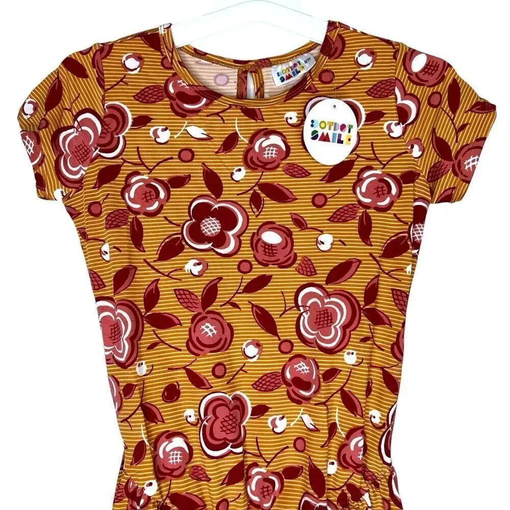 NEW Dot Dot Smile Brown Floral Flapper Dress 8/10